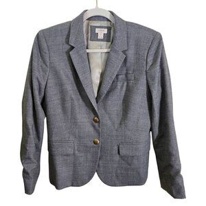 J.Crew Schoolboy Blazer Gray Wool Blend Gold Buttons Size 6